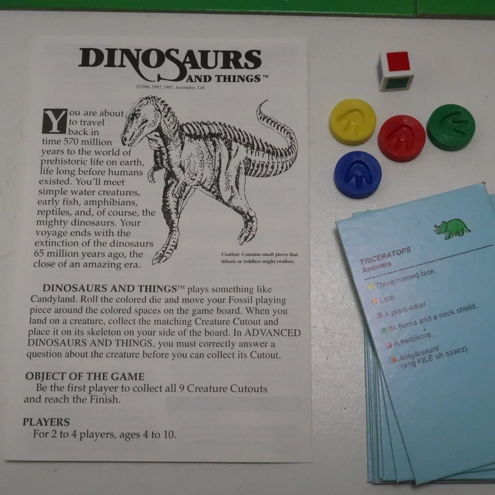 Vintage Dinosaurs and Things Puzzle Board Game Vintage Unpunched Aristoplay